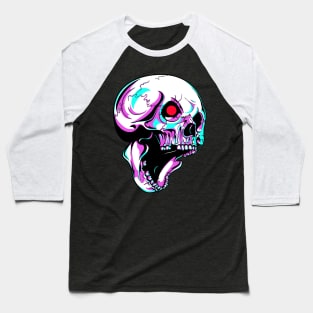 Skull Robot With Red Blinking Eye Cyborg Baseball T-Shirt